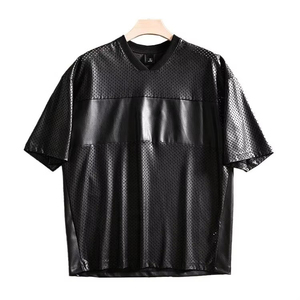 2026 Latest Style Customized Leather <b>T</b>-<b>Shirt</b> Breathable Regular Fit <b>Motorcycle</b> Riding Tee Eco-Friendly - Product Image 1