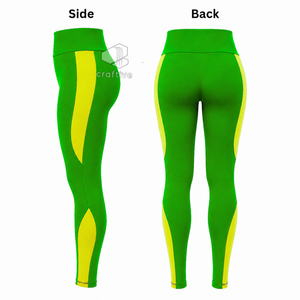 Chi Eta Phi Women's Workout Set Quarter Zip Top Short Sleeve High Waist <b>Leggings</b> With Contrast Yellow <b>Stripe</b> Sports Activewear - Product Image 5