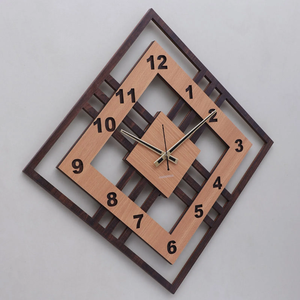 Modern Wooden <b>Wall</b> <b>Clock</b> Geometric Square Design Arabic Numeral Quartz Analog <b>Clock</b> for Living Room Bedroom Office Home Decor - Product Image 2