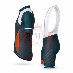 Ensemble maillot et short de cyclisme pour homme, bleu sarcelle, orange, blanc, motif géométrique, manches courtes, fermeture éclair sur le devant, pour adultes - Product Image 3