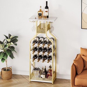 Elegante Soporte Metálico para Botellas de Vino, Exhibidor de Vino Contemporáneo para Mostrador - Product Image 4