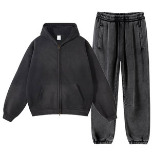 Conjunto Deportivo de Invierno para Hombre con Capucha, Estilo Moderno, 100% Algodón, Forro Polar Ecológico, Cómodo, Transpirable, Color Sólido, Informal, para Uso Diario - Product Image 1