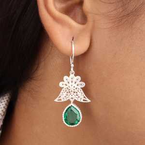 <b>Emerald</b> Green <b>Earrings</b> Sterling Silver <b>Earrings</b> Women Jewelry Handmade <b>Earrings</b> Gift For Her Elegant Jewelry Fashion Accessories - Product Image 6