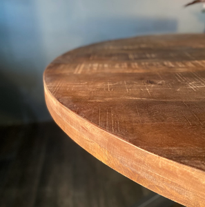 Tribesigns Modern Industrial Brown <b>Small</b> Wood <b>Round</b> shaped <b>Dining</b> Dinner <b>Table</b> Kitchen <b>Dining</b> <b>Table</b> for 4 People - Product Image 2