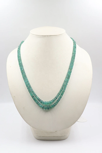 Collar de Esmeralda natural de 2 hilos con cuentas de piedra Zambian Smooth Rondelle 2,5-5mm - Product Image 2