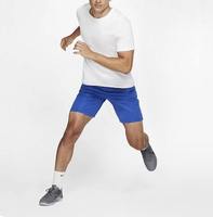 T-shirt d'entraînement décontracté pour homme à manches courtes, en tissu tissé très extensible 220 grammes, teint uni, avec logo frontal, style motif uni