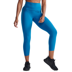 Leggings de yoga bleu uni taille haute, sans coutures, extensibles dans les quatre sens, avec taille élastique - Product Image 1