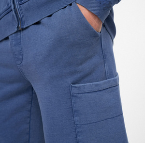 <b>Men's</b> Blue Cotton Straight Mid Waist Vintage Sweatpants with Pockets Casual <b>Joggers</b> Autumn Wear - Product Image 6