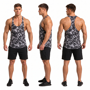 Wholesale <b>Men</b> Printed Tank Top 100% Cotton Polyester Breathable <b>Singlet</b> <b>Men</b> Gym Wear Racerback Top <b>Men</b> Workout Wear Vest Top - Product Image 5