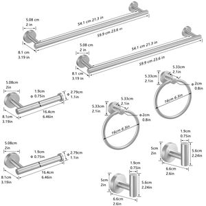 8-Piece <b>Brushed</b> Nickel Bathroom Accessory Set Stainless Steel Hardware Including Paper Holders <b>Bath</b> Towel Bar Racks - Product Image 6