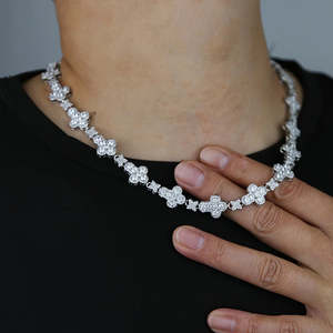 925 Sterling Silver VVS Moissanite Curved Cross Link <b>Chain</b> Rose Gold & Rhodium Plated <b>Iced</b> <b>Out</b> Hip Hop Choker/Necklace Gift - Product Image 4