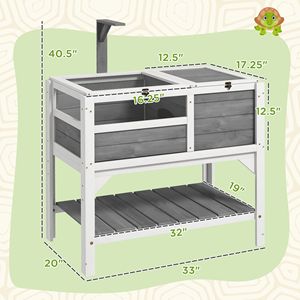 Terrario per Tartarughe Grigio Chiaro con Protezione dalle Intemperie e Ripiano Portaoggetti, Accessorio da Interno, Regalo per Amanti delle Tartarughe - Product Image 2