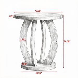 Comodino Rustico in Noce Scuro con Cornice Curva e Tavolino con Venature del Legno per Camera da Letto, Soggiorno e Area Reception - Product Image 3