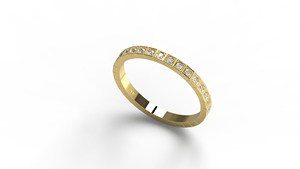 18K Gold Round Diamond Ring Minimalist Square Bezel Set Eternity Band Stackable <b>Wedding</b> Rings For Women Fine Jewelry for Women - Product Image 2