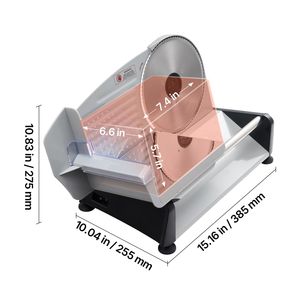 Machine à trancher électrique 200W de 7,5 pouces avec lame SUS420, épaisseur réglable de 0 à 0,6 pouces, certifiée ETL, pour la découpe de viande à domicile - Product Image 6