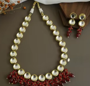 Ensemble collier de mariage indien traditionnel pour femmes et filles monocouche plaqué or royal Kundan - Product Image 2