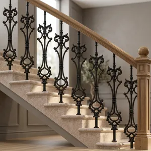 Balustres en fer forgé noir de style victorien, montés en hauteur, pour garde-corps d'escalier - Product Image 3