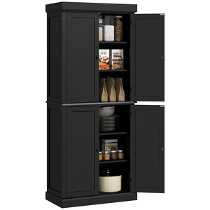 Moderno Armario de Almacenamiento Independiente de 6 Niveles, Color Negro Elegante, con Estantes Ajustables para la Organización de la Cocina - Product Image 1