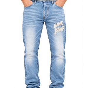 Jeans de Mezclilla para Hombre, Corte Slim Fit, Diseño Clásico en la Cintura, Detalle de Bolsillo Delantero, Bolsillo Trasero, Corte Recto, Estilo Hip Hop, Estampado con Letras - Product Image 1