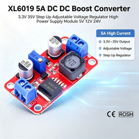 Convertidor Elevador de Voltaje DC-DC FYX Stock XL6019 5A, Regulador de Voltaje Ajustable de 3.3V a 35V, Módulo de Fuente de Alimentación de Alta Potencia 5V 12V 24V