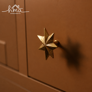 Handmade Solid Brass Eight Point Star Cabinet Knob Geometric Decorative <b>Drawer</b> <b>Pull</b> Dresser Wardrobe Kitchen Bathroom Furniture - Product Image 1