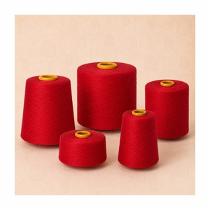 Hilo de Algodón Rojo 100% Hilado para Tejido Textil, Absorbente de Humedad, Teñido, Compacto, Hecho en India, Precio - Product Image 2
