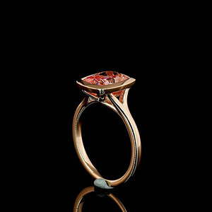 Bague solitaire en or 10K, 14K, 18K avec diamant rose vif taille coussin certifié IGI, cultivé en laboratoire, serti clos, en or rhodié, pour mariage/fête - Product Image 3