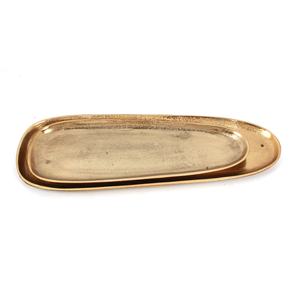 Ensemble de longs plateaux en aluminium moulé avec finition en laiton naturel Table de maison Plateau de service Design unique (lot de 2) - Product Image 1