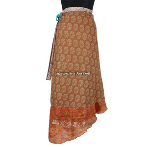 Faldas de seda indias tipo sari, talla grande, vintage, de seda mágica, de 38 pulgadas, falda cruzada, vestido maxi tipo tubo halter, fabricante mayorista - Product Image 1