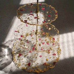 Support à gâteau élégant en résine, support à gâteau rond unique, support à dessert de luxe pour mariage et fête, décoration pour la maison - Product Image 1