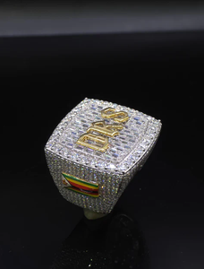 Luxury Moissanite Cocktail Ring 925 Silver 18K Gold Pave Setting Baguette Cut <b>Letter</b> Pattern Men's Gift Jewelry - Product Image 1