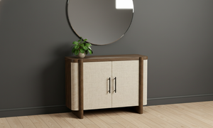 Aparador Moderno de Madera Maciza de Roble de 2 Puertas con Puertas de MDF, Mueble de Almacenamiento Ecológico para Sala de Estar - Product Image 3