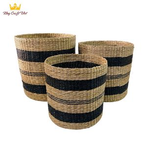 Panier de rangement en jonc de mer naturel, écologique, tressé à la main, style vintage, pour la décoration intérieure Kingcraftviet - Product Image 2