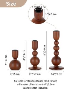 Porte-bougies décoratifs en bois pour la maison, centres de table modernes du milieu du siècle pour Thanksgiving et Noël, couleur caramel - Product Image 4