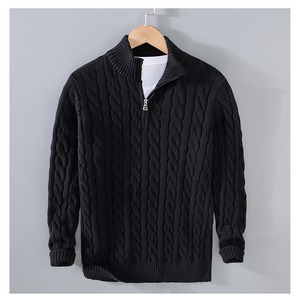 Pulls personnalisés grande taille pour hommes nouveau style de chandail chaud à aiguilles épaisses col demi-haut pour l'automne et l'hiver chandail pour hommes - Product Image 2