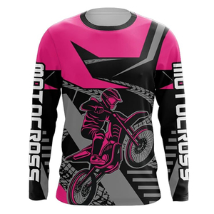 เสื้อเจอร์ซีย์มอเตอร์ไซค์แบบสั่งทำพิเศษ พิมพ์ลายแบบ Sublimation เต็มตัว รับผลิตแบบ OEM/ODM ผ้าระบายอากาศ ยืดหยุ่นได้ เหมาะสำหรับขี่ออฟโรด ผู้ผลิตชุดขี่มอเตอร์ไซค์ - Product Image 1
