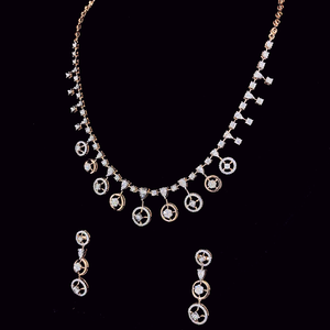 SATVIK RATNA Ensemble de collier de mariage en diamant naturel certifié IGI E-f VVS-VS taille brillant, or rose 14 carats plaqué rhodium - Product Image 1