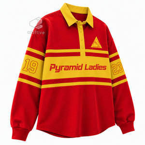 NSPDK Sorority <b>Women's</b> Striped Pique <b>Rugby</b> Shirt Color Block Long Sleeve Polo Collar Pullover Embroidered Graphic <b>Top</b> - Product Image 2