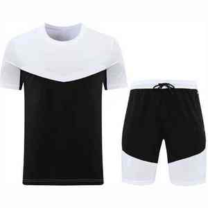 Ensemble de survêtement décontracté pour homme, 2 pièces, thermique, été, respirant, coton, séchage rapide, t-shirt à manches courtes, short de sport - Product Image 1