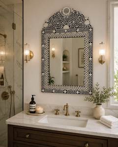 Último modelo de espejo de pared con incrustaciones de hueso, espejo decorativo de pared con incrustaciones de hueso, marco de fotos con efecto de sombra de la India - Product Image 5