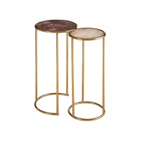 Table gigogne moderne et compacte en métal avec plateau en marbre, design durable et gain de place pour la maison, le salon, la chambre et le bureau