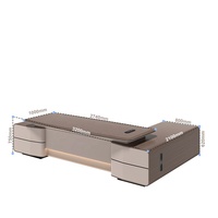 Bureau de PDG contemporain en placage de bois avec éclairage LED et charge sans fil |   Mobilier de bureau intelligent avec gestion des câbles