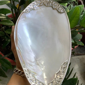 ถาดเปลือกหอยมุกธรรมชาติขัดเงา จานเปลือกหอยทะเล จานใส่คาเวียร์สุดหรู ของขวัญงานฝีมือ ขายส่ง ราคาพิเศษ - Product Image 1