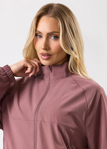 Mauve windbreaker Racer <b>Jacket</b> With <b>Zipper</b> Closure Full Sleeve Stand Collar Breathable Woven Polyester Spring Wear - Product Image 5