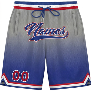 Pantalones Cortos de Baloncesto Personalizables para Hombre, Degradado Azul Gris, Malla con Cordón Ajustable en la Cintura, Estilo Deportivo con Bolsillos y Logotipo Frontal Número 00 - Product Image 1