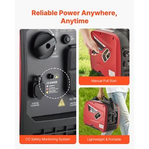 Generatore Inverter Portatile Silenzioso da 2900W di Potenza di Picco, Alimentato a Gas, Uscita 24V DC e AC per Uso Domestico, Design Compatto - Product Image 6
