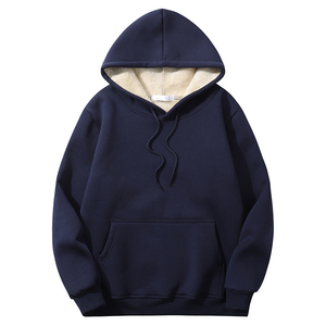 Sweat-shirt à capuche unisexe blanc, surdimensionné, en polaire, décontracté, avec poche, tricoté, uni, teint, pour l'automne - Product Image 4
