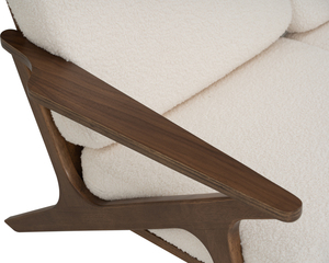 Sofá Contemporáneo de 3 Plazas con Reposabrazos Escultural de Madera Maciza de Nogal en Forma de Z para Sala de Estar Residencial Moderna - Product Image 4