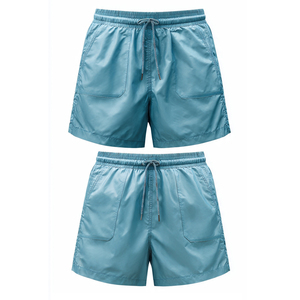 Shorts de Natación de Secado Rápido para Hombre, Color Sólido, con Cordón en la Cintura y Bolsillos, Rojo/Rosa - Product Image 2