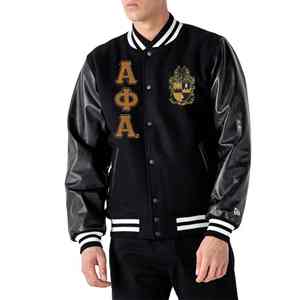 Chaqueta Bomber Personalizada con Logotipo para Hombre, Estilo Letterman, Forro Polar de Invierno, Mangas de Cuero, Estilo Chenille - Product Image 5